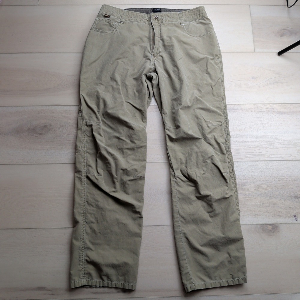 Kuhl Rydr Pants Mens 34x32 Khaki Tan Cotton Canvas Articulated Knee Hiking Work